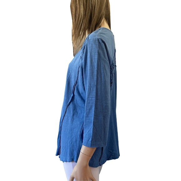 Tribal Jeans Top Blouse Tunic100% Cotton Embroidered Lace Iridescent Buttons - Picture 3 of 15